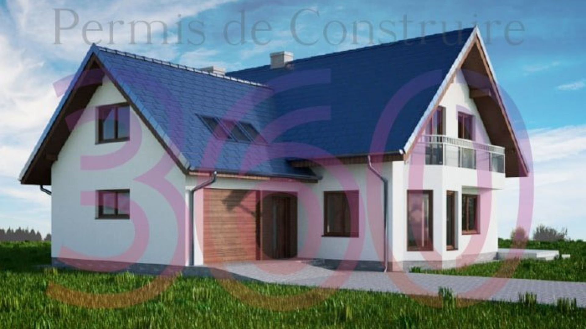 Maison contemporaine à toit incliné avec garage – Projet de permis de construire en zone résidentielle